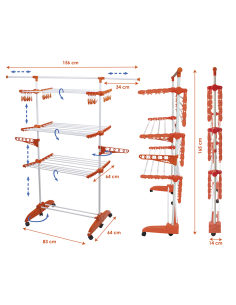 Tendedero Vertical TendoSpazio | Robusto, Altura Ajustable, 24m de Secado 2