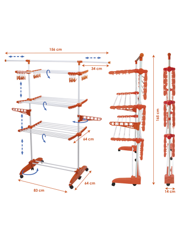 Tendedero Vertical TendoSpazio | Robusto, Altura Ajustable, 24m de Secado