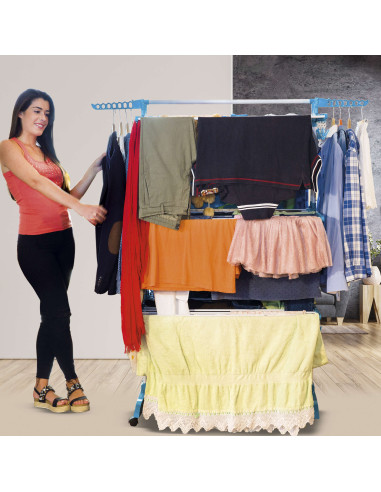 Tendedero Vertical BeproHome Tendospazio Supra Plegable 42 Metros 40 kg de ropa con 72 pinzas facil de mover Convertible