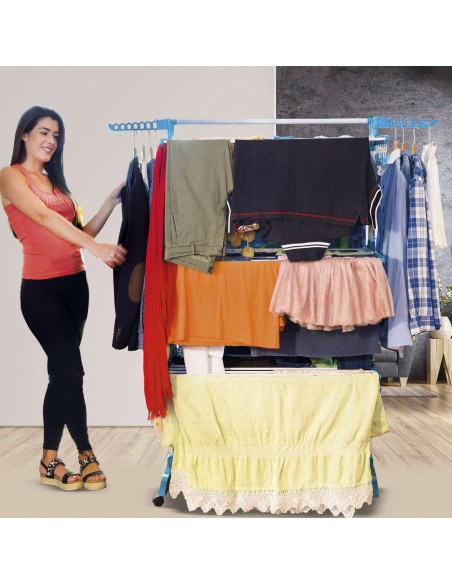 Tendedero Vertical BeproHome Tendospazio Supra Plegable 42 Metros 40 kg de ropa con 72 pinzas facil de mover Convertible