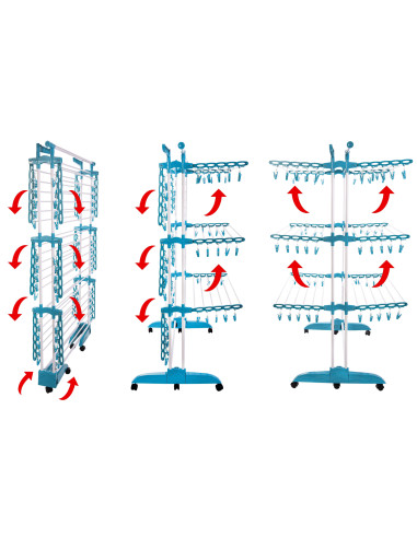 Tendedero Vertical BeproHome Tendospazio Supra Plegable 42 Metros 40 kg de ropa con 72 pinzas facil de mover Convertible
