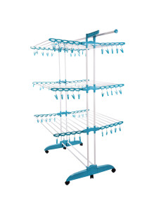 Tendedero Vertical BeproHome Tendospazio Supra Plegable 42 Metros 40 kg de ropa con 72 pinzas facil de mover Convertible