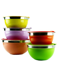 Juego de 5 Cuencos Bepro Chef Colors de Acero Inoxidable con Tapa | Para Cocina y Repostería de Acero Inoxidable con Tapa 2